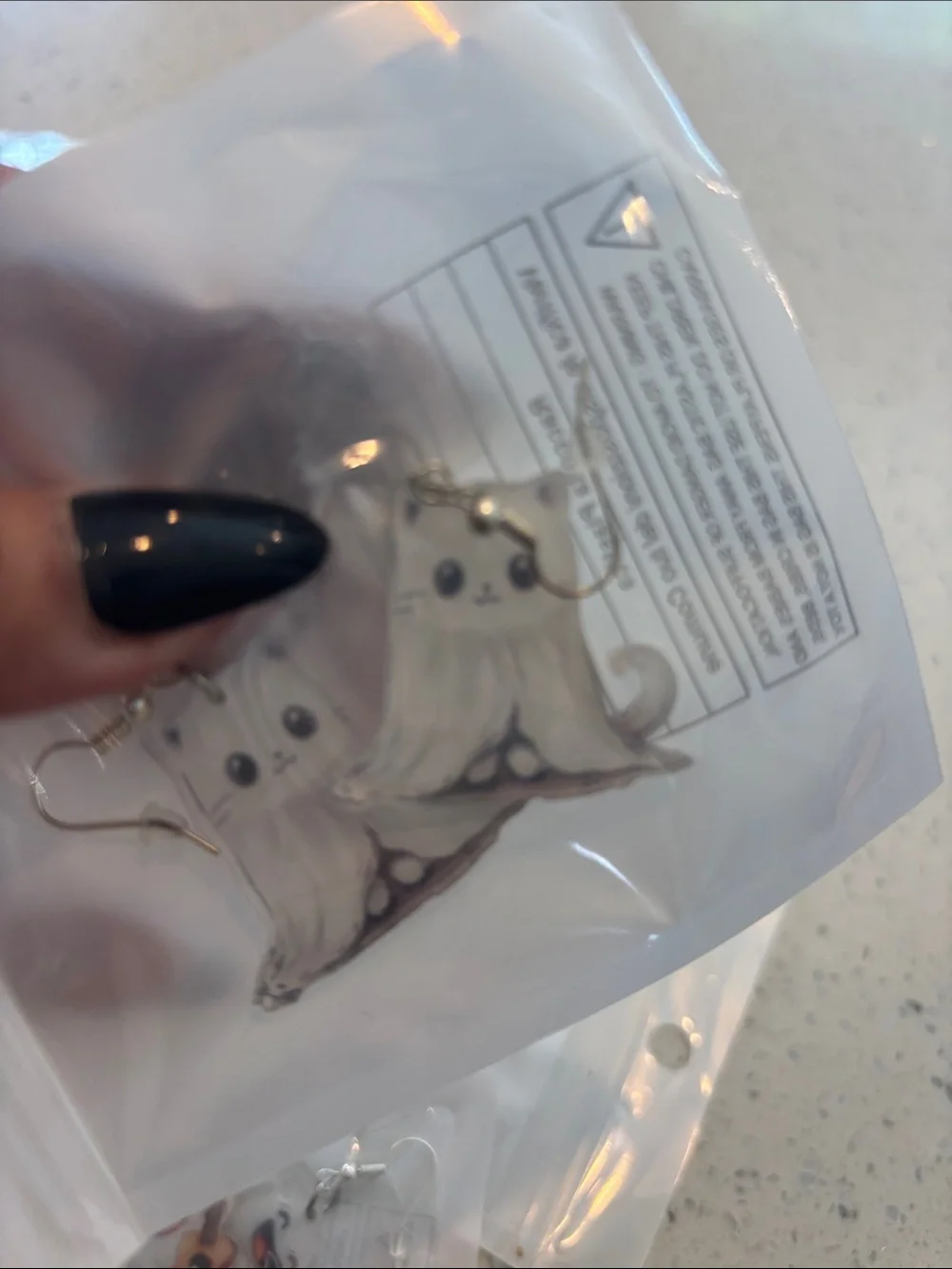 Cute Halloween Character Dangle Earrings - White & Black (Set)